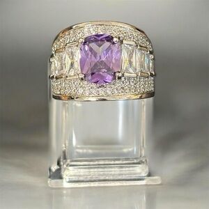 Elegant Purple and Silver Women's Ring